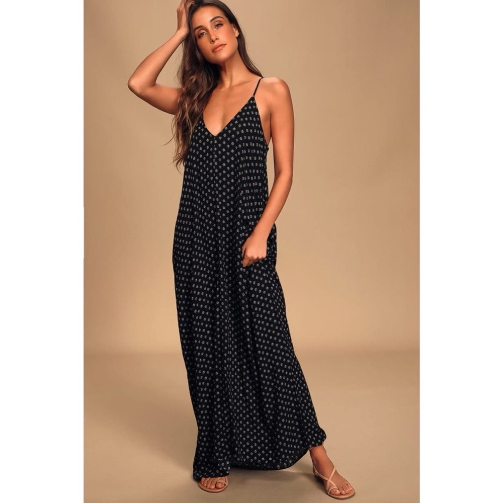 Lulus Yours Tule Black Floral Print Maxi Dress